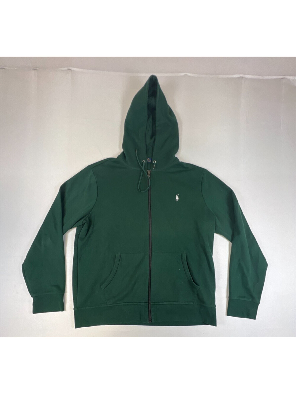 Polo Ralph Lauren Mens Green Full Zip Hoodie Sweatshirt Embroidered Pony Size XL